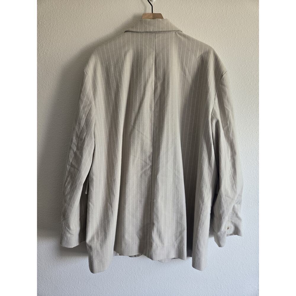 Free People Oversized Layering Menswear Reggie Blazer Khaki Stripe Medium Preppy - Picture 5 of 12